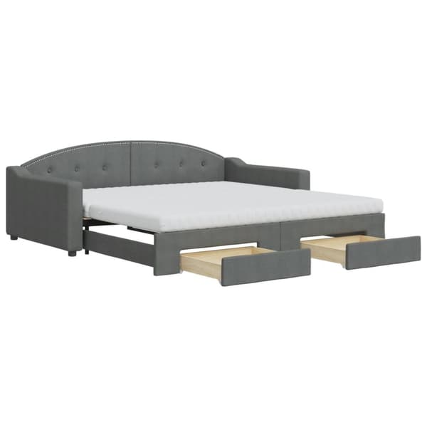 vidaXL daybed med udtræk og skuffer 100x200 cm stof mørkegrå