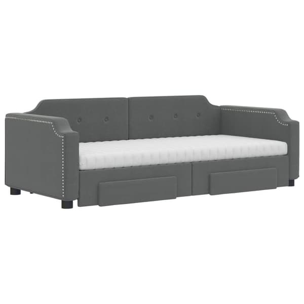vidaXL daybed med udtræk og skuffer 90x200 cm stof mørkegrå