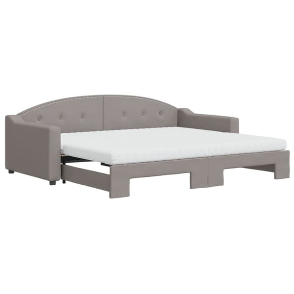 vidaXL daybed med udtræk og madras 90x200 cm stof gråbrun