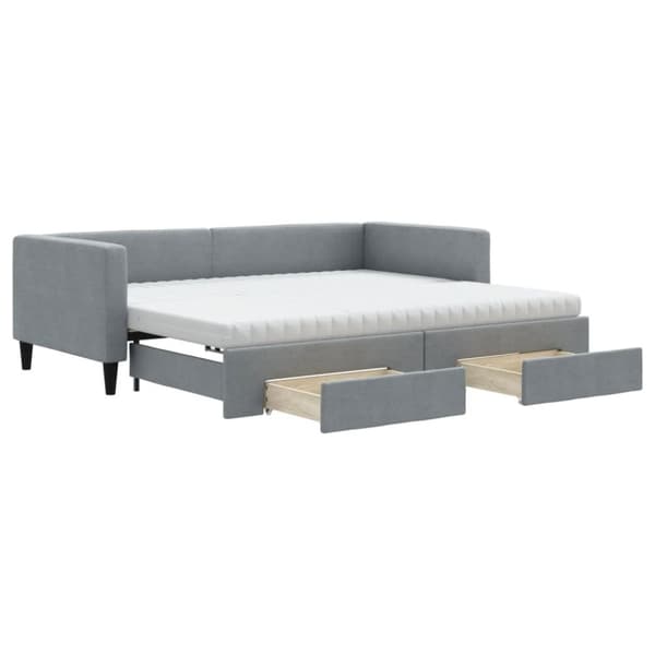 vidaXL daybed med udtræk og skuffer 90x200 cm stof lysegrå