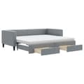 Miniatyrbillede 3 af 11: vidaXL daybed med udtræk og skuffer 90x200 cm stof lysegrå