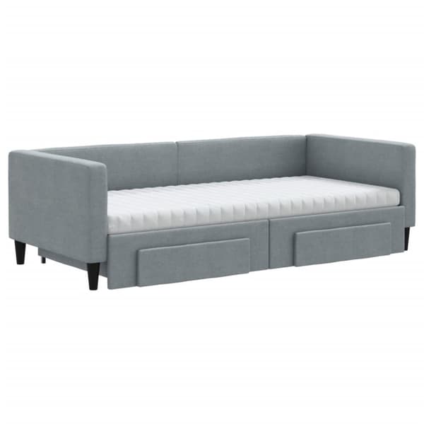 vidaXL daybed med udtræk og skuffer 90x200 cm stof lysegrå