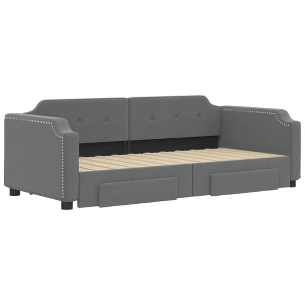 vidaXL daybed med udtræk og skuffer 100x200 cm stof mørkegrå