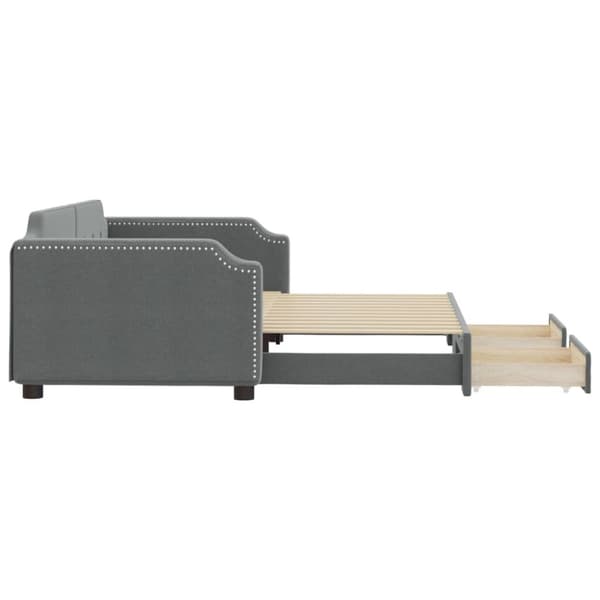 vidaXL daybed med udtræk og skuffer 100x200 cm stof mørkegrå