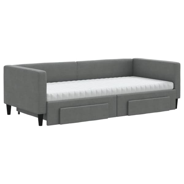 vidaXL daybed med udtræk og skuffer 90x190 cm stof mørkegrå