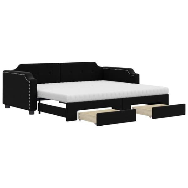 vidaXL daybed med udtræk og skuffer 80x200 cm stof sort