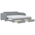 Miniatyrbillede 3 af 11: vidaXL daybed med udtræk og skuffer 90x200 cm stof lysegrå