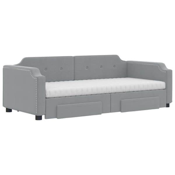 vidaXL daybed med udtræk og skuffer 90x200 cm stof lysegrå