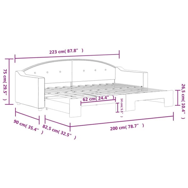 vidaXL daybed med udtræk 80x200 cm stof gråbrun