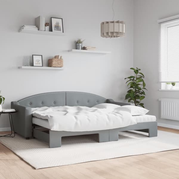 vidaXL daybed med udtræk og madras 80x200 cm stof lysegrå