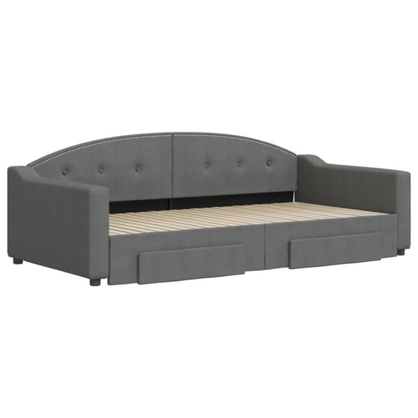 vidaXL daybed med udtræk og skuffer 100x200 cm stof mørkegrå