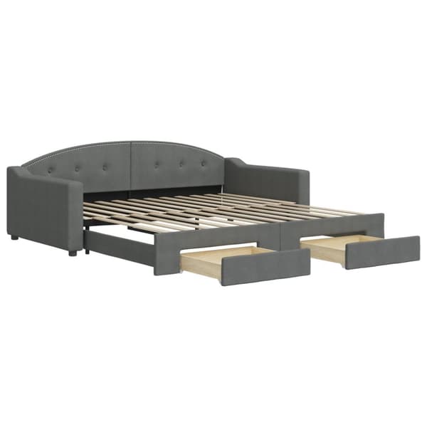 vidaXL daybed med udtræk og skuffer 100x200 cm stof mørkegrå