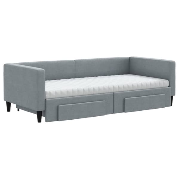 vidaXL daybed med udtræk og skuffer 90x190 cm stof lysegrå