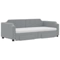 Miniatyrbillede 4 af 11: vidaXL daybed med udtræk og skuffer 100x200 cm stof lysegrå
