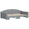 Miniatyrbillede 3 af 11: vidaXL daybed med udtræk 100x200 cm stof lysegrå
