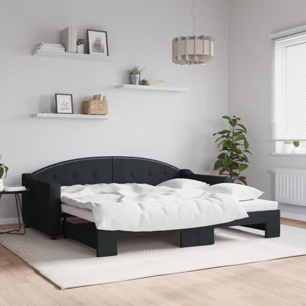 vidaXL daybed med udtræk 90x190 cm stof sort