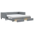 Miniatyrbillede 3 af 11: vidaXL daybed med udtræk og skuffer 100x200 cm stof lysegrå