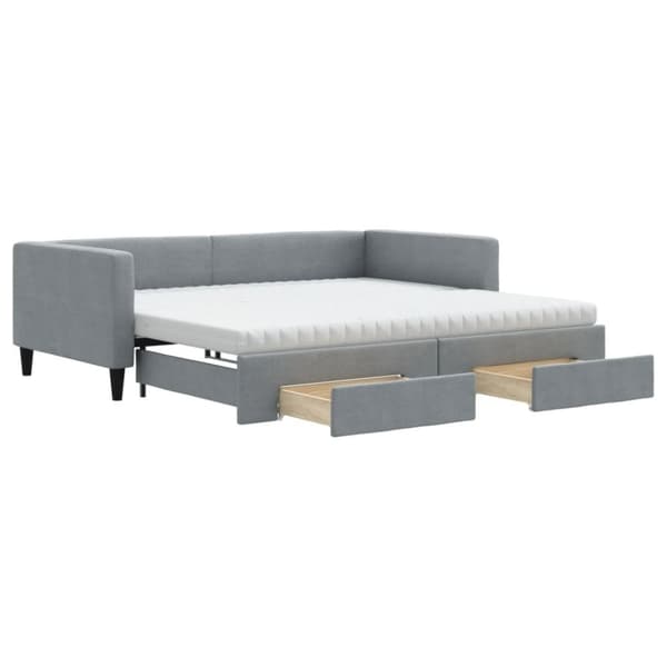 vidaXL daybed med udtræk og skuffer 100x200 cm stof lysegrå