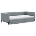 Miniatyrbillede 4 af 11: vidaXL daybed med udtræk og skuffer 100x200 cm stof lysegrå