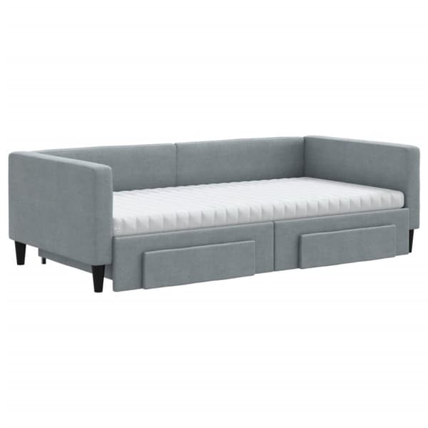 vidaXL daybed med udtræk og skuffer 100x200 cm stof lysegrå