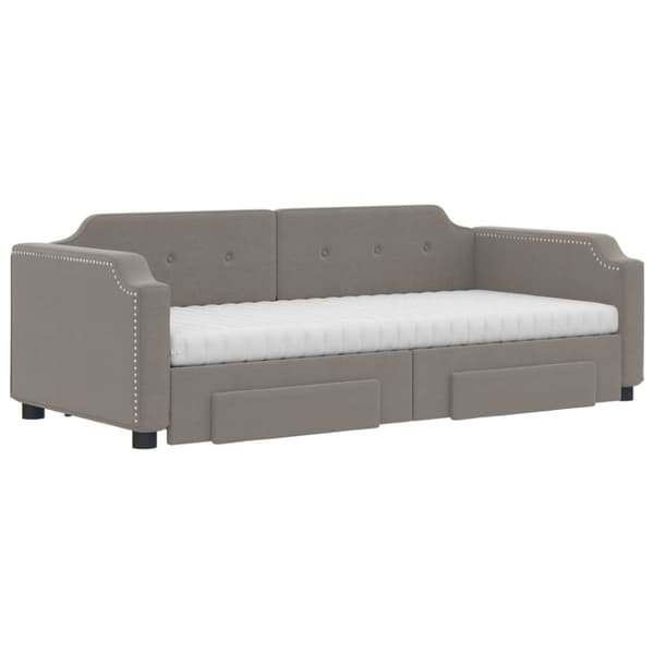 vidaXL daybed med udtræk og skuffer 80x200 cm stof gråbrun