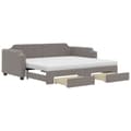 Miniatyrbillede 2 af 11: vidaXL daybed med udtræk og skuffer 80x200 cm stof gråbrun