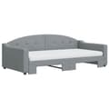 Miniatyrbillede 3 af 11: vidaXL daybed med udtræk og madras 100x200 cm stof lysegrå