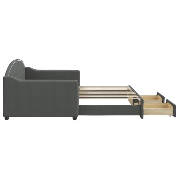 vidaXL daybed med udtræk og skuffer 90x190 cm stof mørkegrå