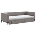 Miniatyrbillede 3 af 11: vidaXL daybed med udtræk og skuffer 90x200 cm stof gråbrun