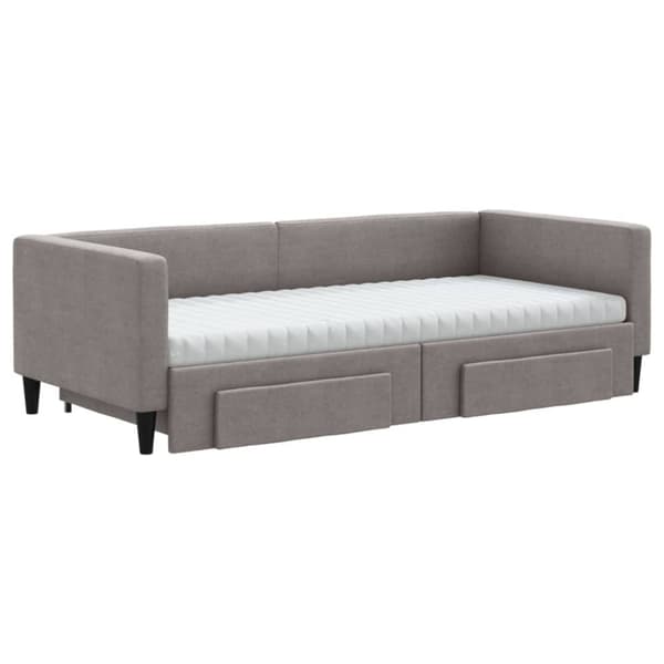 vidaXL daybed med udtræk og skuffer 90x200 cm stof gråbrun