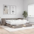 Miniatyrbillede 2 af 11: vidaXL daybed med udtræk og skuffer 90x200 cm stof gråbrun