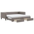 Miniatyrbillede 1 af 11: vidaXL daybed med udtræk og skuffer 90x200 cm stof gråbrun