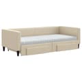 Miniatyrbillede 4 af 11: vidaXL daybed med udtræk og skuffer 90x200 cm stof cremefarvet