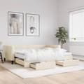 Miniatyrbillede 2 af 11: vidaXL daybed med udtræk og skuffer 90x200 cm stof cremefarvet