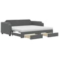Miniatyrbillede 2 af 11: vidaXL daybed med udtræk og skuffer 90x190 cm stof mørkegrå