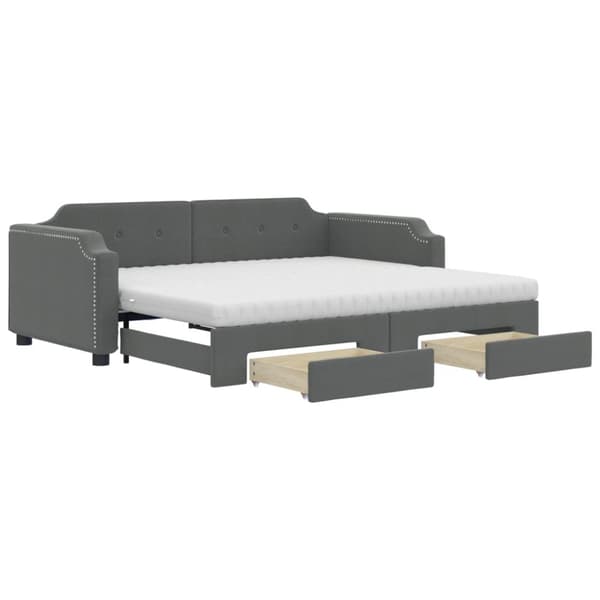 vidaXL daybed med udtræk og skuffer 90x190 cm stof mørkegrå