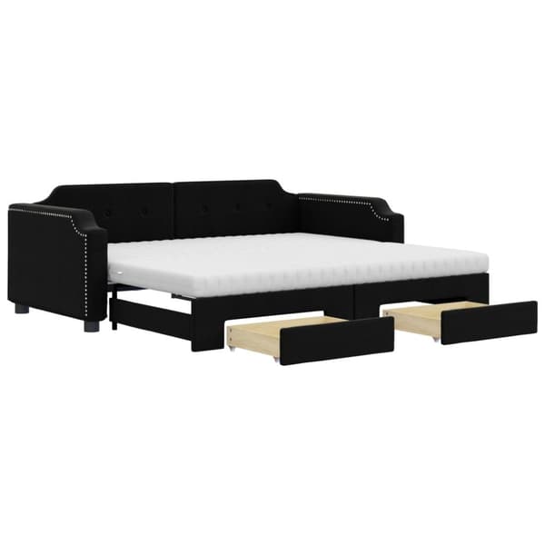 vidaXL daybed med udtræk og skuffer 80x200 cm stof sort