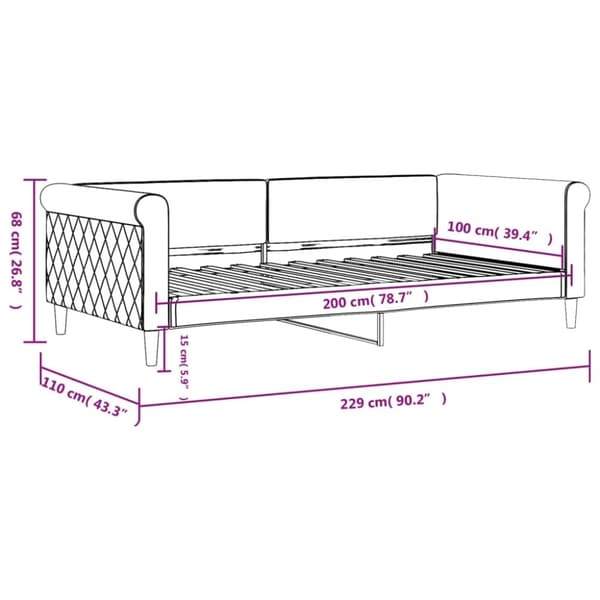vidaXL daybed 100x200 cm velour lysegrå
