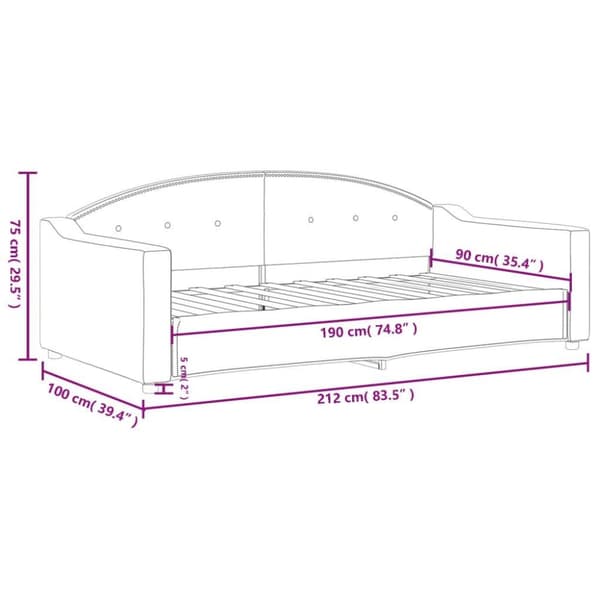 vidaXL Dagbädd svart 90x190 cm tyg