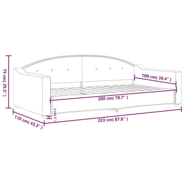 vidaXL Dagbädd ljusgrå 100x200 cm tyg