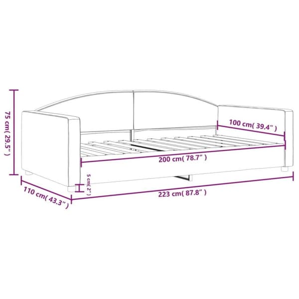 vidaXL daybed 100x200 cm stof cremefarvet
