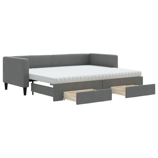 vidaXL daybed med udtræk og skuffer 80x200 cm stof mørkegrå