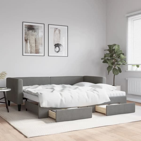 vidaXL daybed med udtræk og skuffer 80x200 cm stof mørkegrå