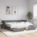 Miniatyrbillede 1 af 11: vidaXL daybed med udtræk og skuffer 80x200 cm stof mørkegrå