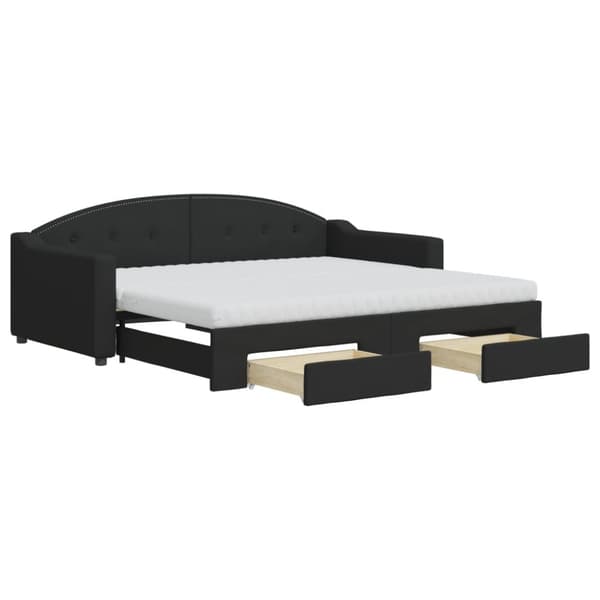vidaXL daybed med udtræk og skuffer 90x190 cm stof sort