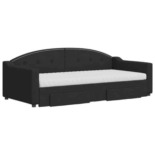vidaXL daybed med udtræk og skuffer 90x190 cm stof sort