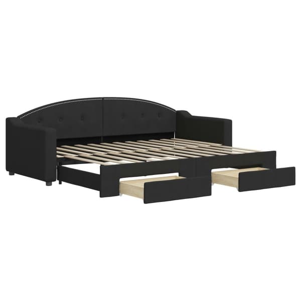 vidaXL daybed med udtræk og skuffer 80x200 cm stof sort