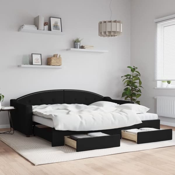 vidaXL daybed med udtræk og skuffer 80x200 cm stof sort
