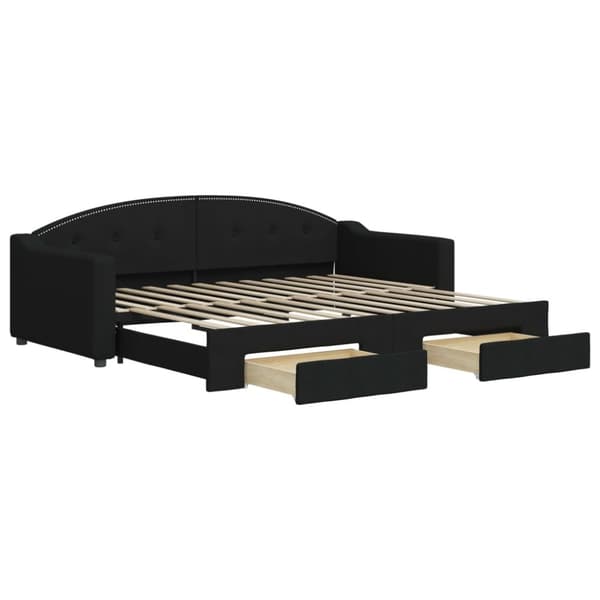 vidaXL daybed med udtræk og skuffer 80x200 cm stof sort