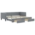 Miniatyrbillede 1 af 11: vidaXL daybed med udtræk og skuffer 80x200 cm stof lysegrå